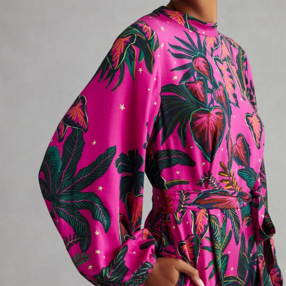 Farm Rio x Anthropologie Belted Wide Leg Jumpsuit NWOT - Picture 3 of 9